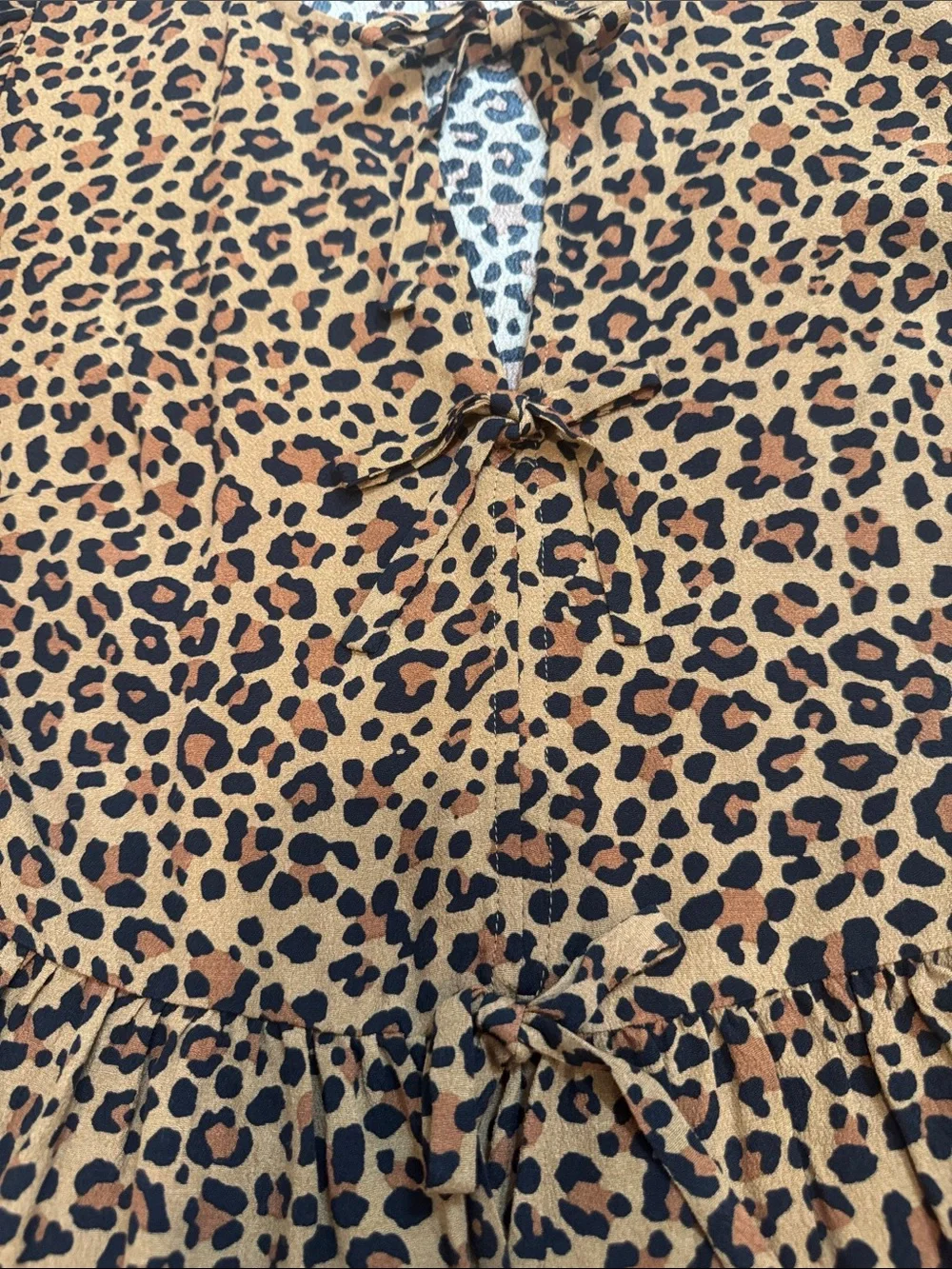 J. Crew Leopard Print Peplum Short Sleeve Top in Brown and Black